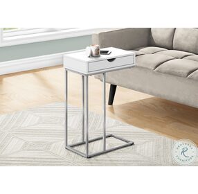 3774 White and Silver Metal 25" Accent Table