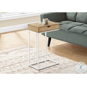 3775 Natural and White Metal 25" Accent Table
