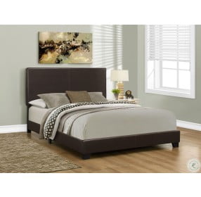 5910Q Dark Brown Queen Upholstered Panel Bed