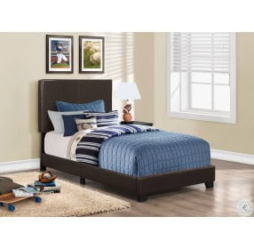 5910T  Dark Brown Twin Upholstered Panel Bed