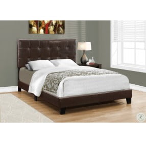 5922Q Dark Brown Queen Tufted Upholstered Panel Bed