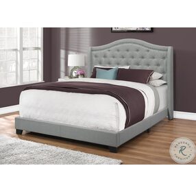 5966Q Grey Upholstered Queen Panel Bed