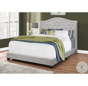 5967Q Light Grey Upholstered Queen Panel Bed