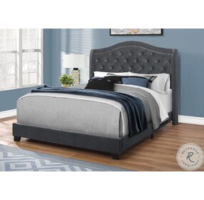 5968Q Dark Grey Upholstered Queen Panel Bed