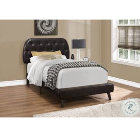 5982T Brown Twin Upholstered Panel Bed