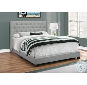 5984Q Grey Queen Upholstered Panel Bed