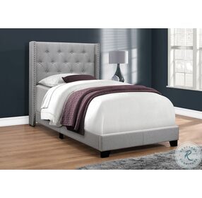 5984T Grey Twin Upholstered Panel Bed