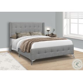6040Q Grey Upholstered Queen Panel Bed