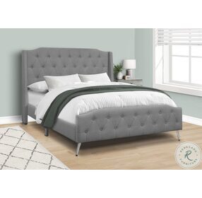 6045Q Grey Upholstered Queen Panel Bed