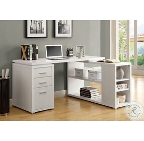 7023 White L Shaped Computer Desk