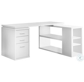 7023 White L Shaped Computer Home Office Set
