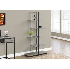 7232 60" Dark Taupe And Black Metal Bookcase