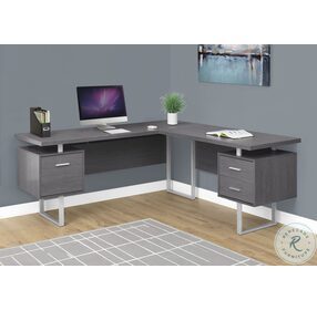 7306 Dark Grey L Shaped Computer Desk