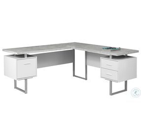 7307 Grey L Shaped Computer Home Office Set