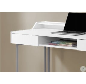 White and Silver Metal 48" Open Computer Desk