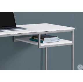 White and Silver 48" Open Computer Desk