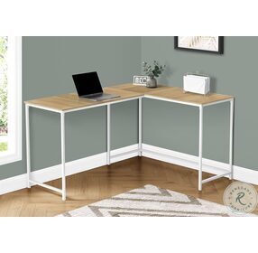 7397 Natural And White Metal 58" Computer L Desk