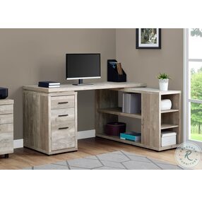 7422 Taupe L Shaped Computer Desk