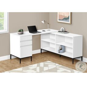 7494 White L Shape 60" Computer Desk