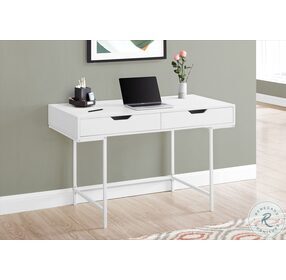 7554 White 2 Drawer 48" Computer Desk