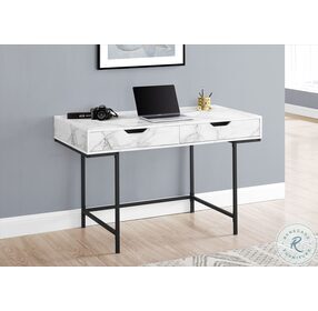 7558 White And Black Metal 2 Drawer 48" Computer Desk