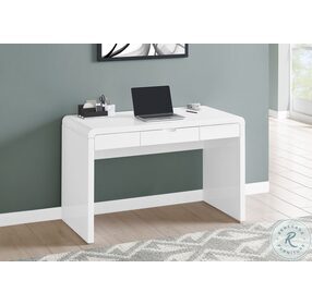 7580 High Glossy White 1 Drawer Computer Desk