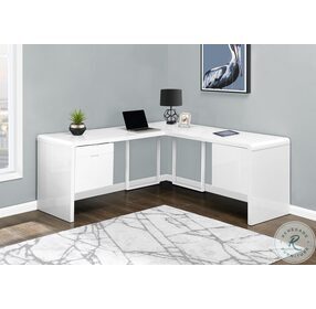 7582 White L Shaped Computer Desk