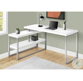 7585 White L Shape Computer Desk