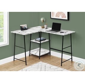 7595 White Marble and Black 48" Computer Desk