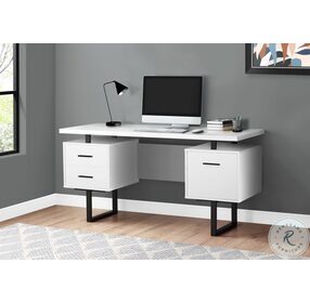 7631 White And Black 60" Computer Desk