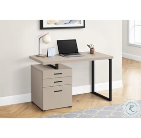 7644 Taupe And Black 48" Computer Desk