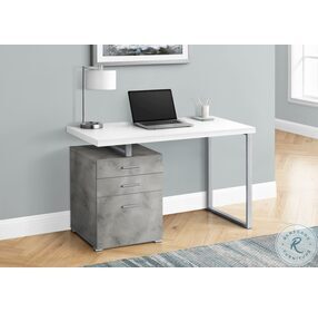 7648 White And Silver 48" Computer Desk