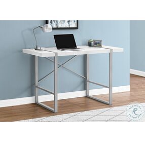 7663 White And Silver 48" Computer Desk