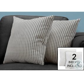 9237 Grey And Black Abstract Dot 18" Pillow Set Of 2