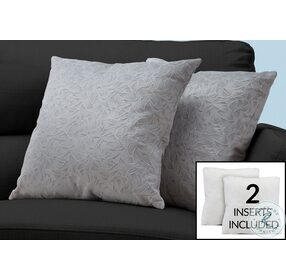 9257 Light Grey Floral Velvet 18" Pillow Set Of 2