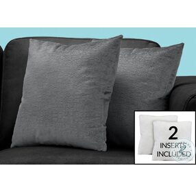9275 Dark Grey Mosaic Velvet 18" Pillow Set Of 2