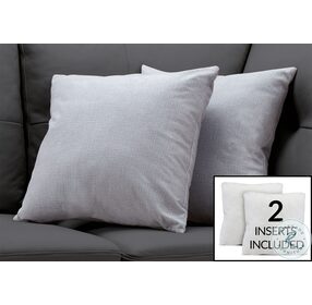 9295 Patterned Light Grey 18" Pillow Set Of 2