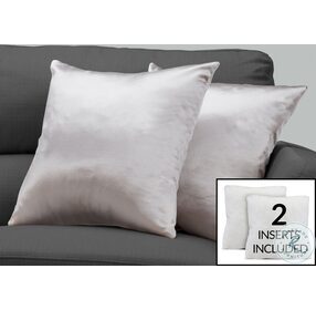 9337 Silver Satin 18" Pillow Set Of 2