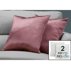 9339 Pink Satin 18" Pillow Set Of 2