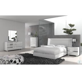 Icon White High Gloss Queen Panel Bed