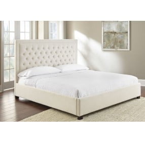 Isadora White Upholstered Queen Platform Bed