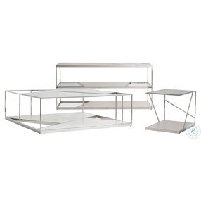 Maymont Polished Stainless Steel And Powder Console Table