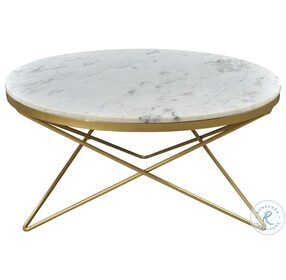 Haley White Marble And Gold Coffee Table