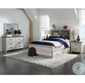 Riverwood Whitewashed Twin Bookcase Bed With Trundle