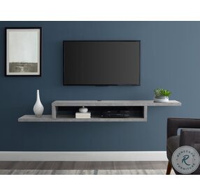 Wall Mounted Laminated Skyline Gray 72" Asymmetrical TV Console
