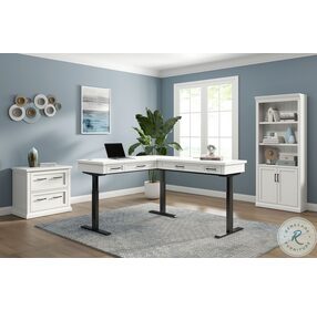 Abby White Adjustable Height Electric Sit Stand L Shape Desk