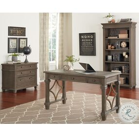 Carson Weathered Gray Brown Open Bookcase