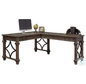 Carson Weathered Gray Brown 3 Piece L Shaped Home Office Set