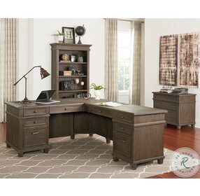 Carson Weathered Gray Brown 68" L Shape Desk