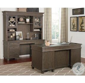 Carson Weathered Gray Brown Credenza with Hutch
